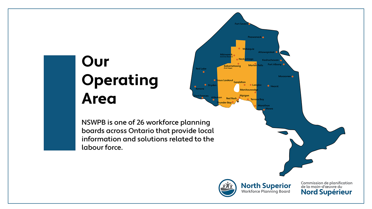 Our Operating Area: NSWPB is one of 26 workforce planning boards across Ontario that provide local information and solutions related to the labour force.
